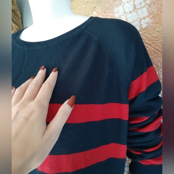 Zara Red and Navy Striped Sweater - Picture 6 of 10